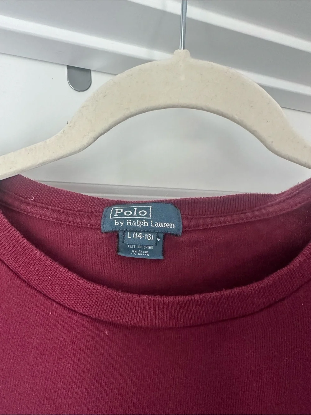 Ralph Lauren Long-Sleeve Crew Tee - Burgundy with Gold Pony